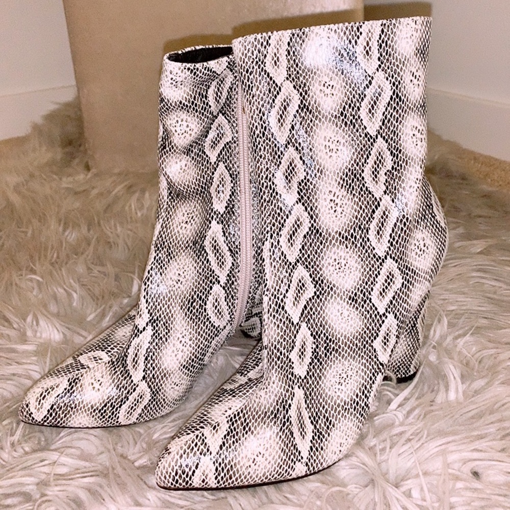 Snakeskin booties